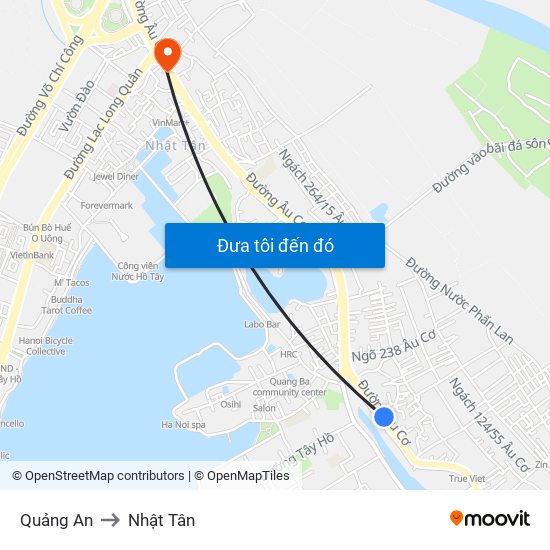Quảng An to Nhật Tân map
