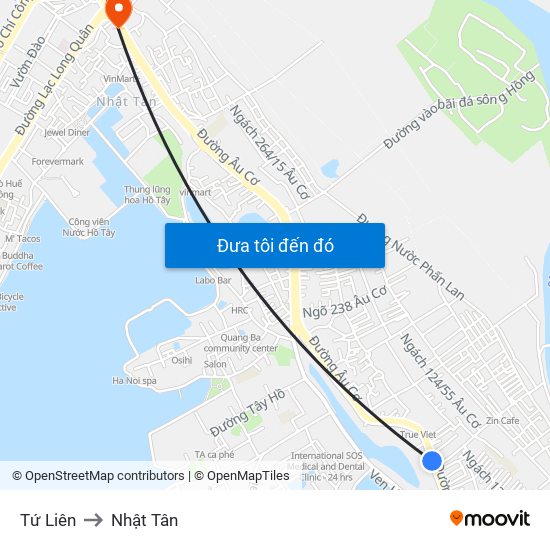 Tứ Liên to Nhật Tân map