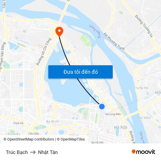 Trúc Bạch to Nhật Tân map