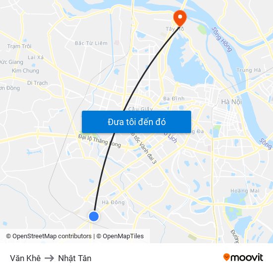 Văn Khê to Nhật Tân map