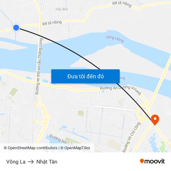 Võng La to Nhật Tân map