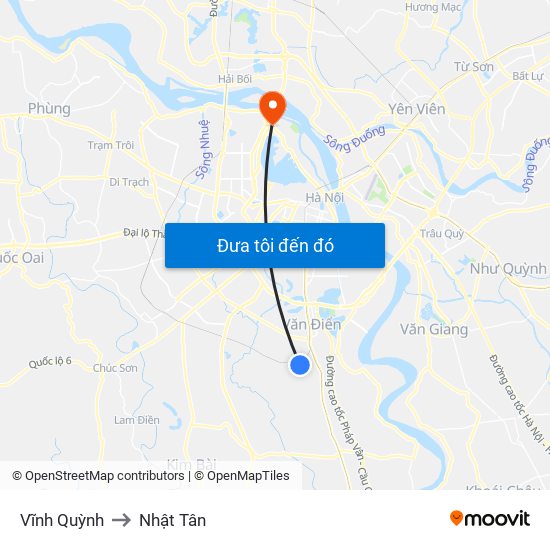 Vĩnh Quỳnh to Nhật Tân map