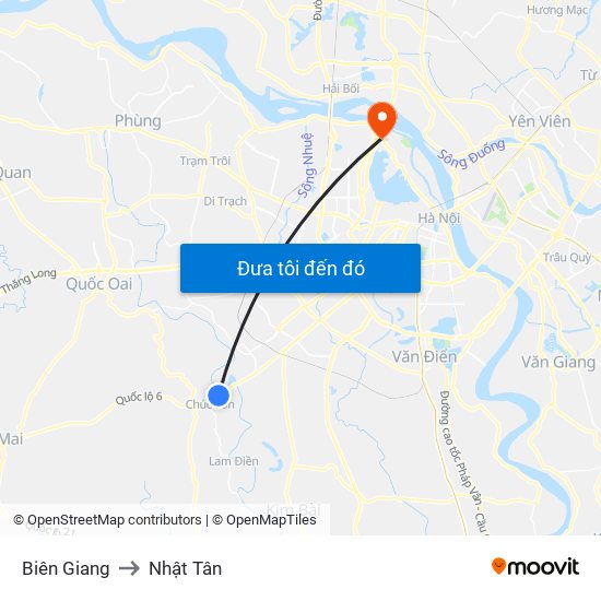 Biên Giang to Nhật Tân map