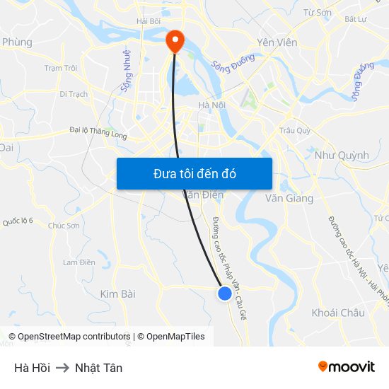 Hà Hồi to Nhật Tân map