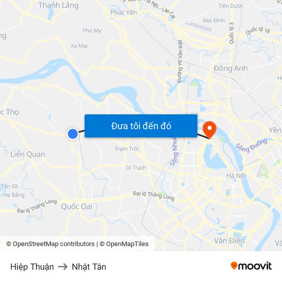 Hiệp Thuận to Nhật Tân map