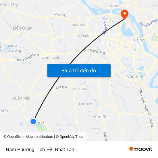 Nam Phương Tiến to Nhật Tân map