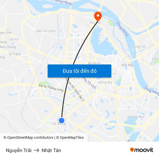 Nguyễn Trãi to Nhật Tân map