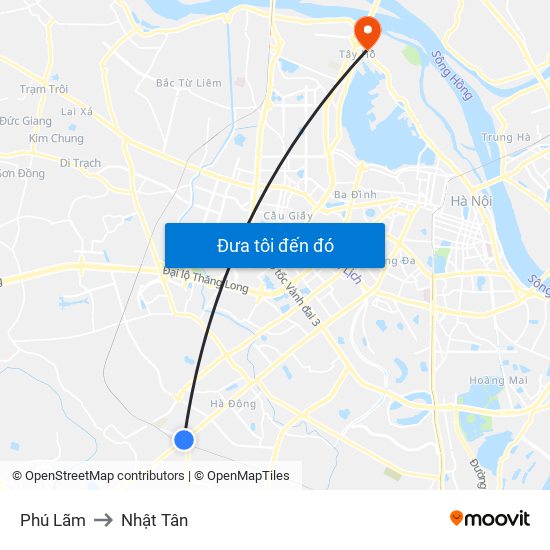 Phú Lãm to Nhật Tân map