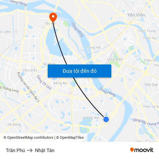 Trần Phú to Nhật Tân map