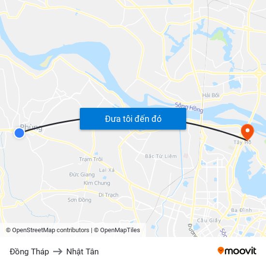 Đồng Tháp to Nhật Tân map