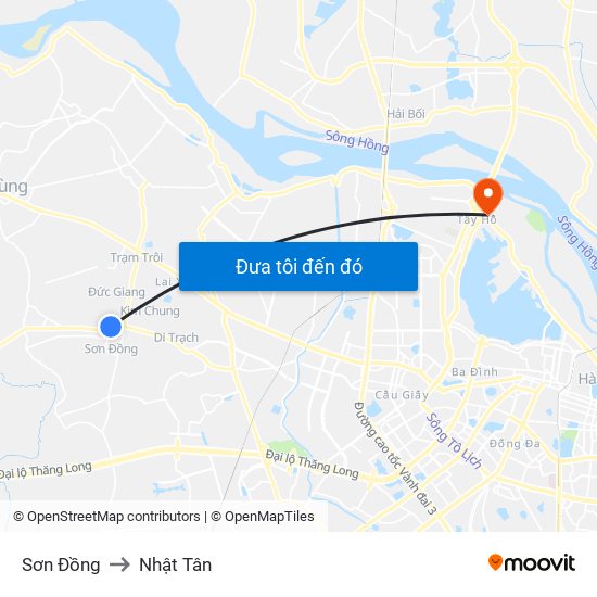 Sơn Đồng to Nhật Tân map