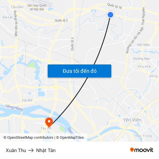 Xuân Thu to Nhật Tân map