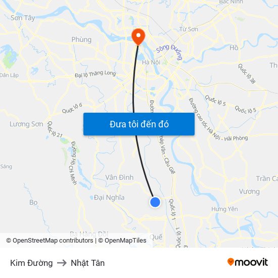 Kim Đường to Nhật Tân map