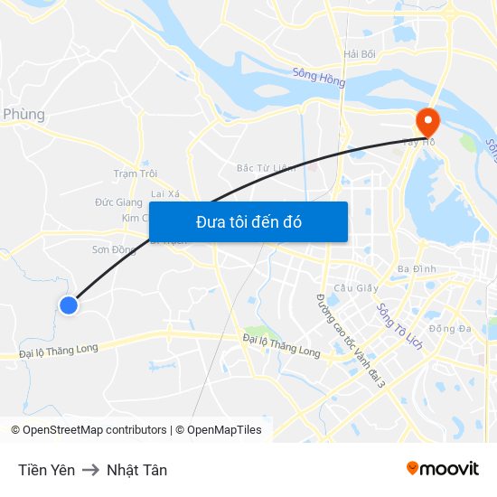 Tiền Yên to Nhật Tân map