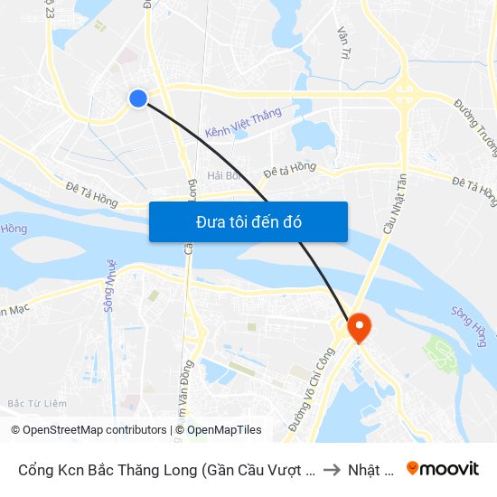 Cổng Kcn Bắc Thăng Long (Gần Cầu Vượt Bộ Hành) to Nhật Tân map