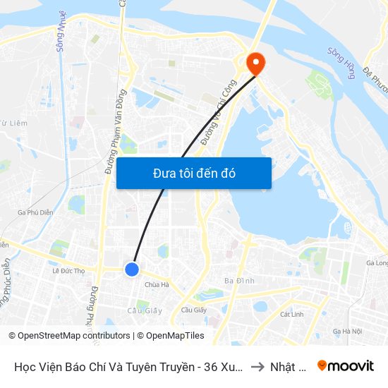 Học Viện Báo Chí Và Tuyên Truyền - 36 Xuân Thủy to Nhật Tân map