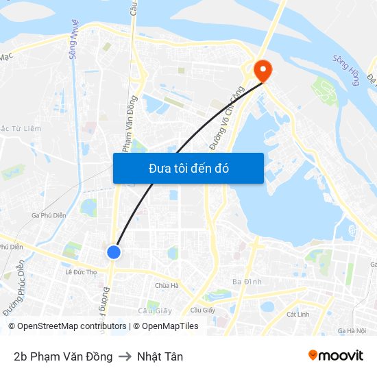 2b Phạm Văn Đồng to Nhật Tân map