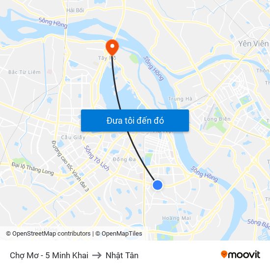 Chợ Mơ - 5 Minh Khai to Nhật Tân map