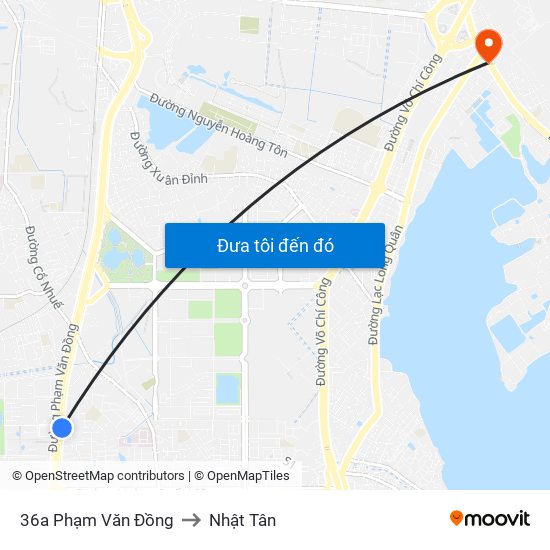 36a Phạm Văn Đồng to Nhật Tân map