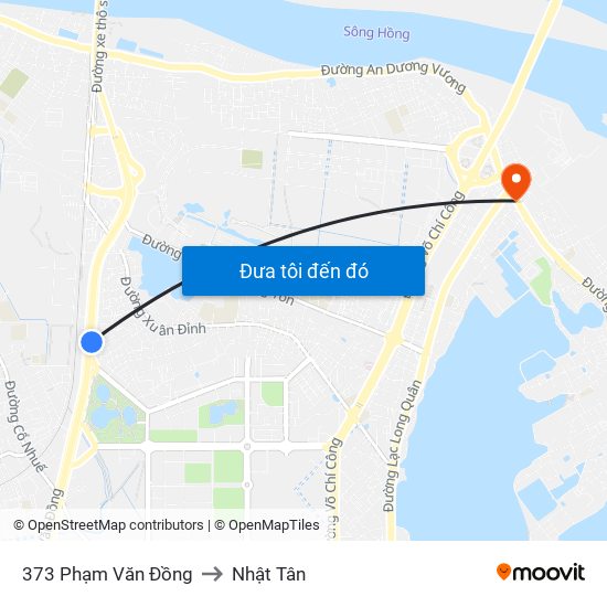 373 Phạm Văn Đồng to Nhật Tân map