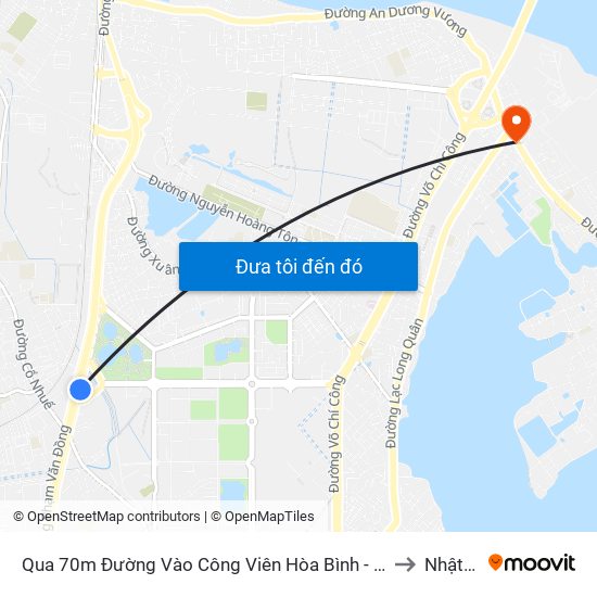 Qua 70m Đường Vào Công Viên Hòa Bình - Phạm Văn Đồng to Nhật Tân map