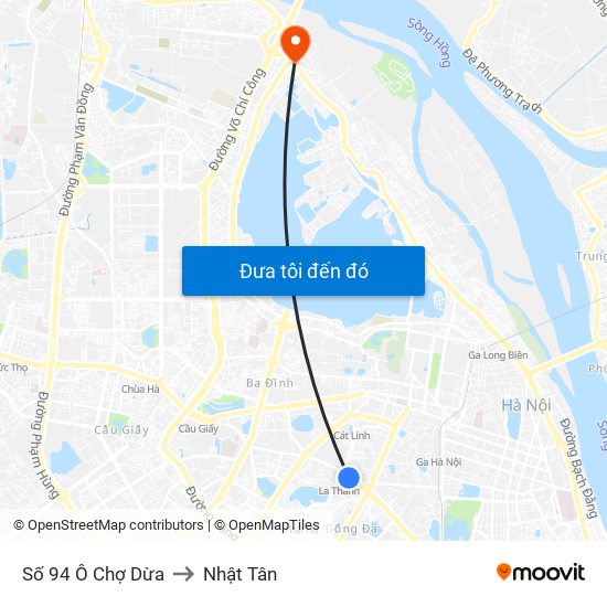 Số 94 Ô Chợ Dừa to Nhật Tân map