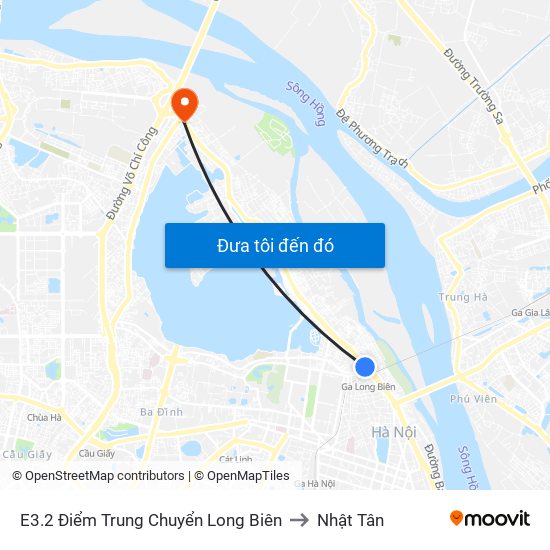 E3.2 Điểm Trung Chuyển Long Biên to Nhật Tân map