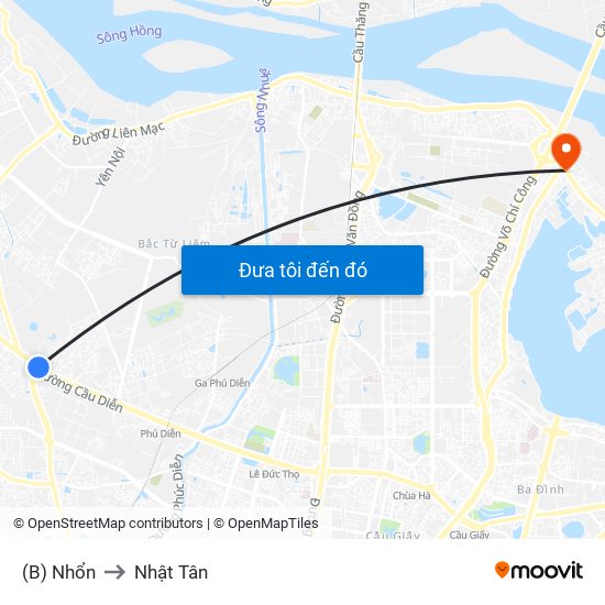 (B) Nhổn to Nhật Tân map