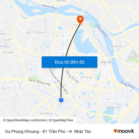 Ga Phùng Khoang - 81 Trần Phú to Nhật Tân map