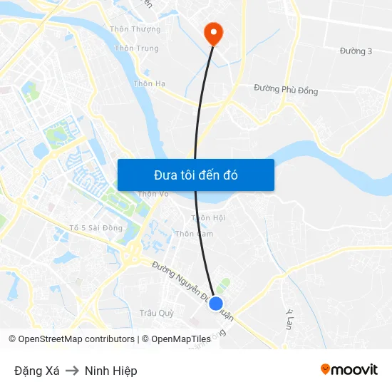 Đặng Xá to Ninh Hiệp map