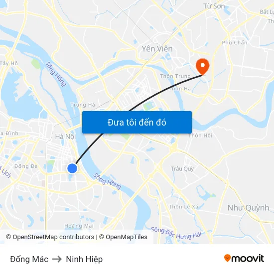 Đống Mác to Ninh Hiệp map