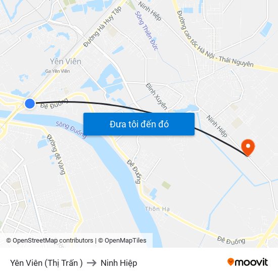 Yên Viên (Thị Trấn ) to Ninh Hiệp map