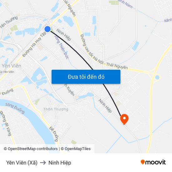 Yên Viên (Xã) to Ninh Hiệp map