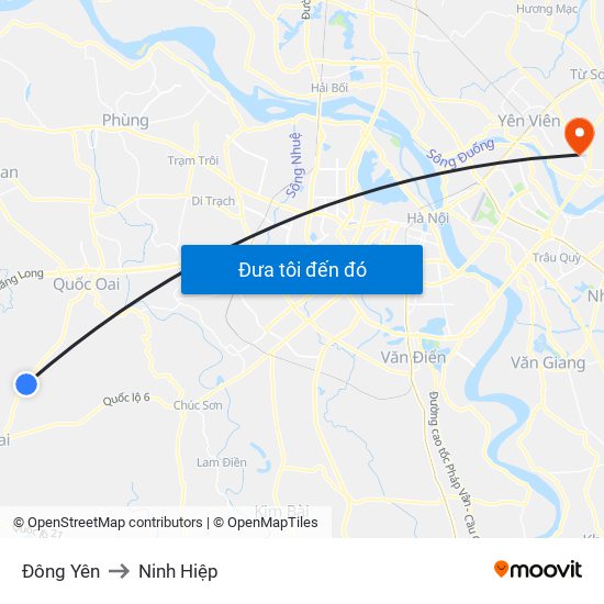 Đông Yên to Ninh Hiệp map