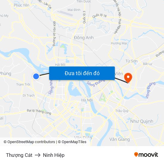 Thượng Cát to Ninh Hiệp map