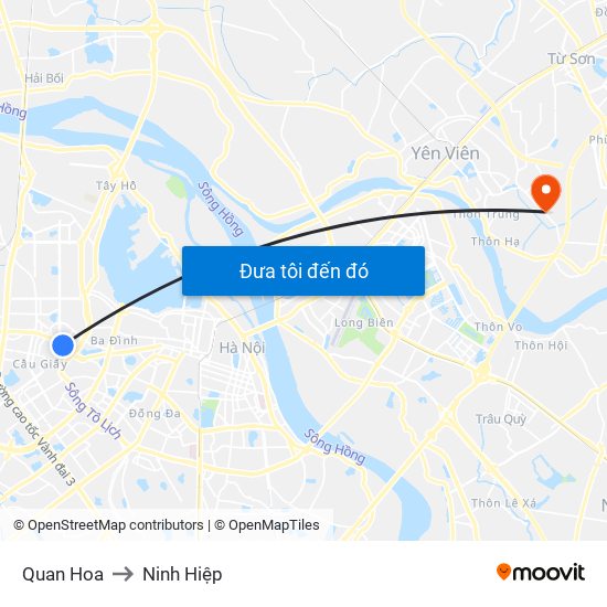 Quan Hoa to Ninh Hiệp map