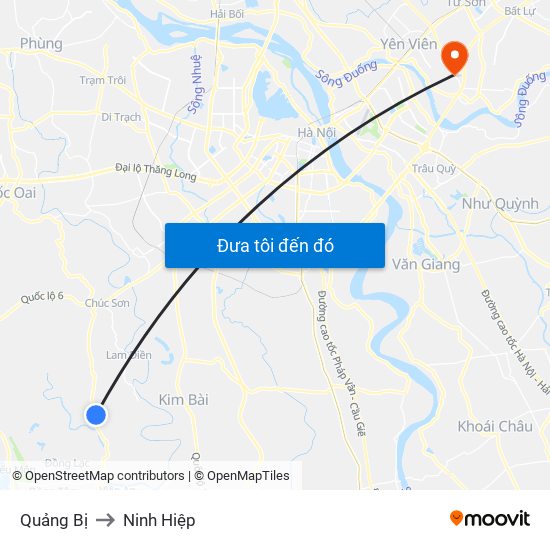 Quảng Bị to Ninh Hiệp map