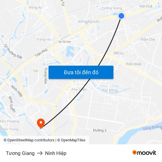 Tương Giang to Ninh Hiệp map