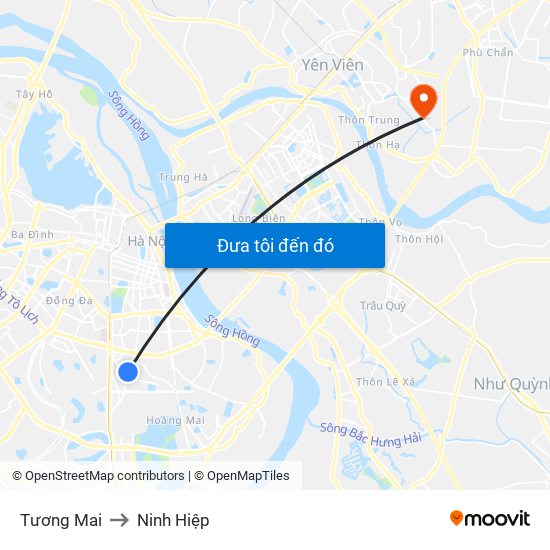 Tương Mai to Ninh Hiệp map