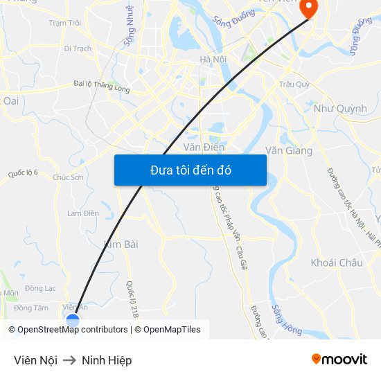 Viên Nội to Ninh Hiệp map
