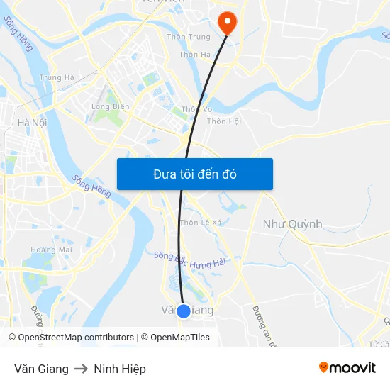 Văn Giang to Ninh Hiệp map