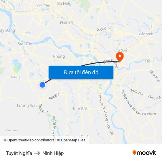 Tuyết Nghĩa to Ninh Hiệp map