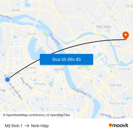 Mỹ Đình 1 to Ninh Hiệp map