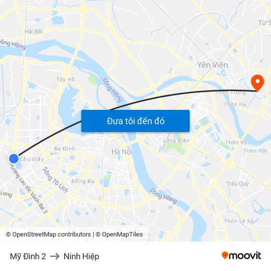 Mỹ Đình 2 to Ninh Hiệp map