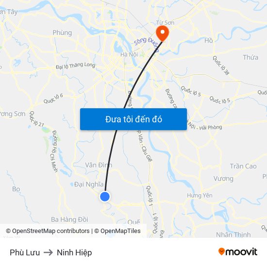 Phù Lưu to Ninh Hiệp map