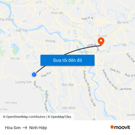 Hòa Sơn to Ninh Hiệp map