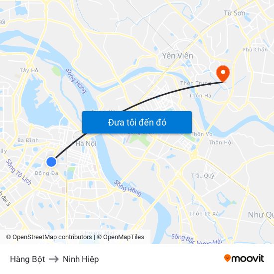 Hàng Bột to Ninh Hiệp map