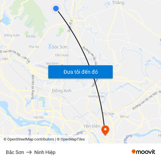 Bắc Sơn to Ninh Hiệp map
