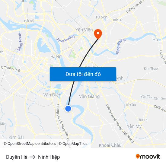 Duyên Hà to Ninh Hiệp map