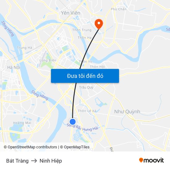 Bát Tràng to Ninh Hiệp map